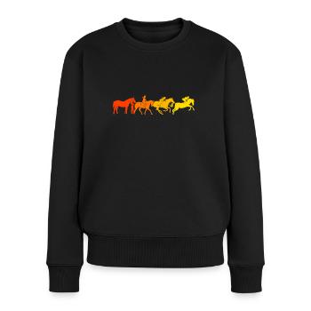 Reitlehrer Reiten Pferde Reiter - Frauen Premium Bio Pullover - Schwarz - Vorne - Julia (174cm)