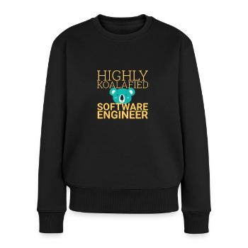 "Software Engineer Koalafied | Programming" - Women's Premium Organic Jumper - black - Front - Julia (174cm)