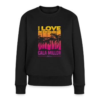 I Love Cala Millor - Frauen Premium Bio Pullover - Schwarz - Vorne - Julia (174cm)