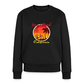 Long Beach California Fahrrad - Frauen Premium Bio Pullover - Schwarz - Vorne - Julia (174cm)
