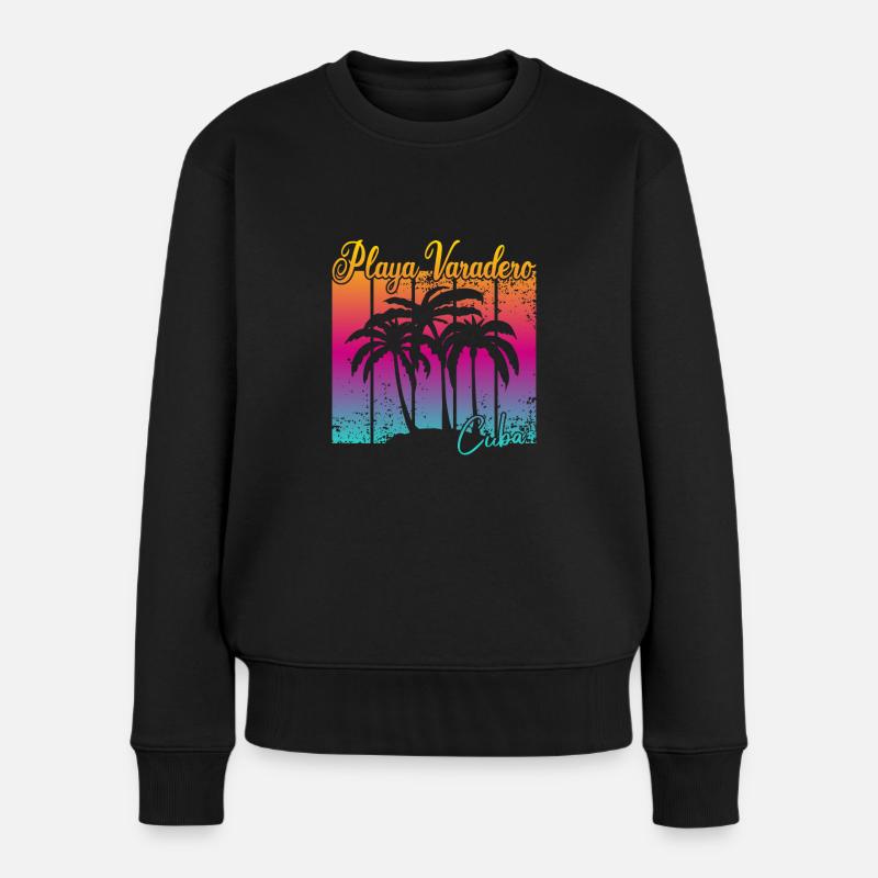 Playa Varadero Cuba - Frauen Premium Bio Pullover - Schwarz