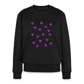 Cœurs violets - Pull Premium bio Femme - noir - Devant - Julia (174cm)
