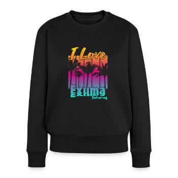 Ich liebe Exuma Bahamas - Frauen Premium Bio Pullover - Schwarz - Vorne - Julia (174cm)