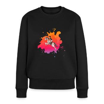 Haflinger Reiten Pferde Mädchen Pony Reiter Stall - Frauen Premium Bio Pullover - Schwarz - Vorne - Julia (174cm)