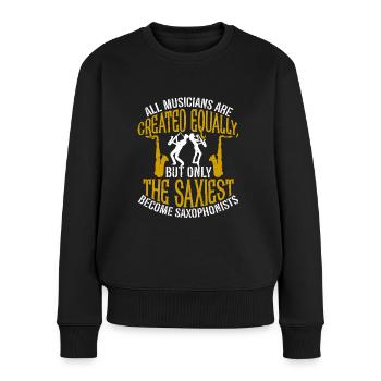 Saxophon Saxophonist - Frauen Premium Bio Pullover - Schwarz - Vorne - Julia (174cm)