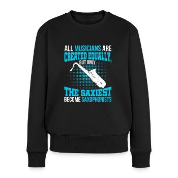 Saxophon Saxophonist - Frauen Premium Bio Pullover - Schwarz - Vorne - Julia (174cm)