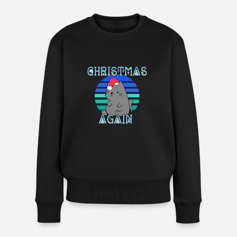 Christmas Again Weihnachten Katze - Frauen Premium Bio Pullover - Schwarz