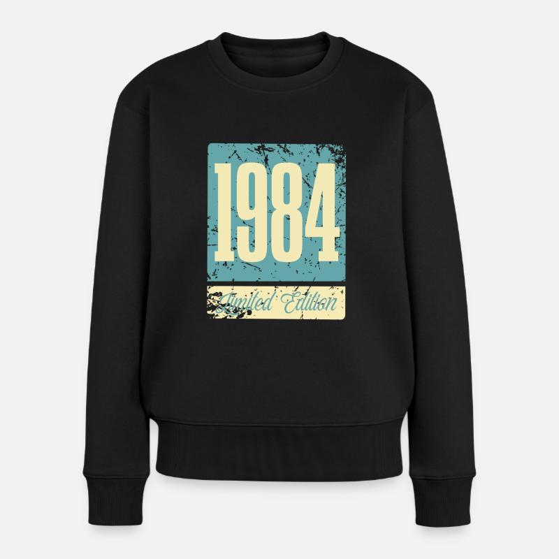 1984 Geboren Geburtstag Geburtsjahr - Frauen Premium Bio Pullover - Schwarz