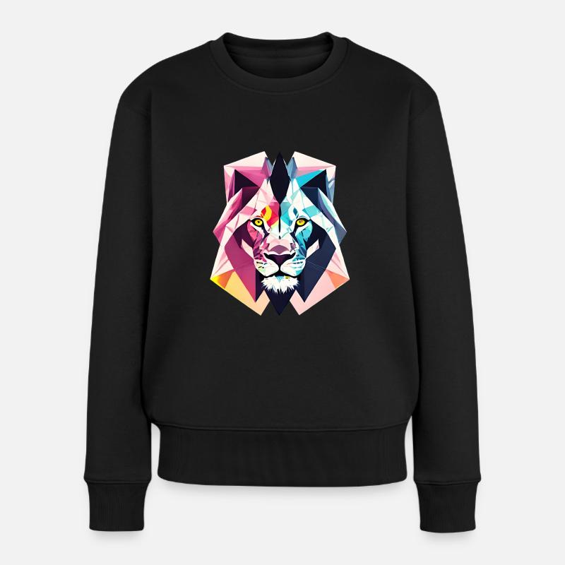 Polygon Löwe - Frauen Premium Bio Pullover - Schwarz