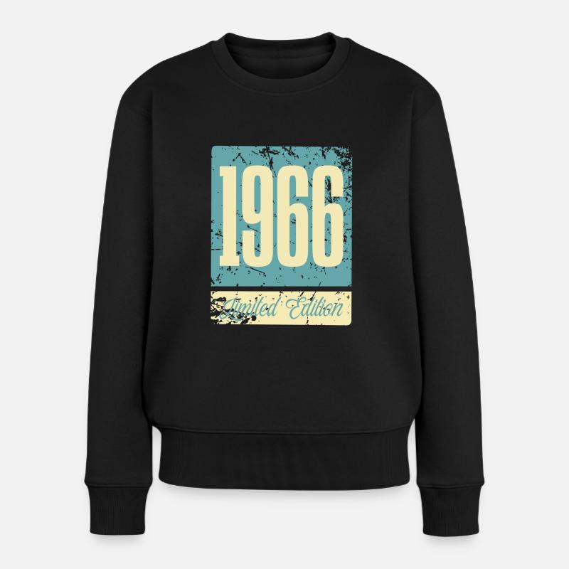 1966 Geboren Geburtstag Geburtsjahr - Frauen Premium Bio Pullover - Schwarz