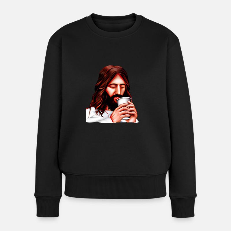 Jésus aimait le café - Pull Premium bio Femme - noir