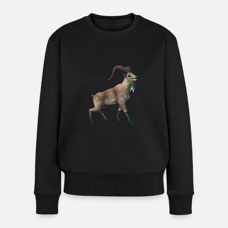 Realistische Markhor - Frauen Premium Bio Pullover - Schwarz