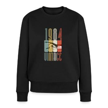 1984 Vintage - Frauen Premium Bio Pullover - Schwarz - Vorne - Julia (174cm)