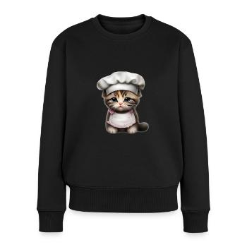 Chef Cat - Women's Premium Organic Jumper - black - Front - Julia (174cm)