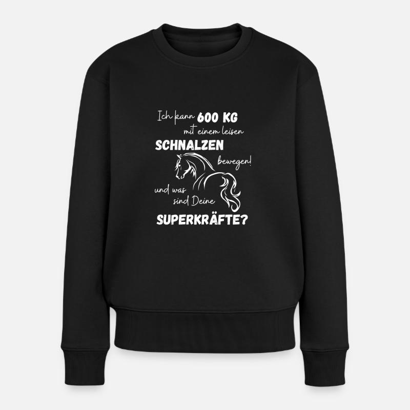 Ich kann 600kg mit einem leisen Schnalzen bewegen - Frauen Premium Bio Pullover - Schwarz