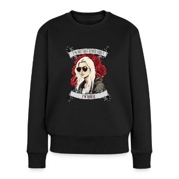 Ich bin nicht wie andere Frauen, ich bin schlimmer - Frauen Premium Bio Pullover - Schwarz - Vorne - Julia (174cm)