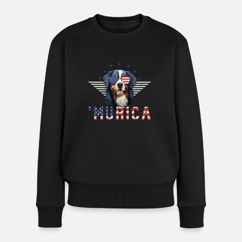 Berner Sennenhund Sonnenbrille Murica Flagge - Frauen Premium Bio Pullover - Schwarz