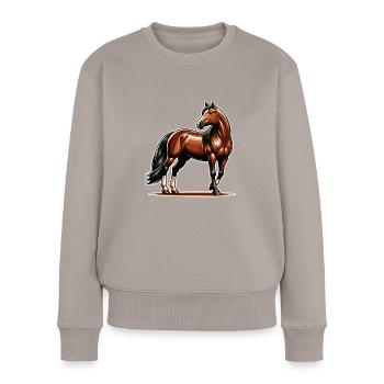 Design de Quarter Horse marron - Pull Premium bio Femme - taupe - Devant - Julia (174cm)