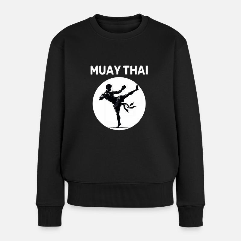 Muay Thai Kämpfer - Frauen Premium Bio Pullover - Schwarz