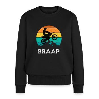 Motorrad Dirt Bike für Motorradfahrer Retro - Frauen Premium Bio Pullover - Schwarz - Vorne - Julia (174cm)