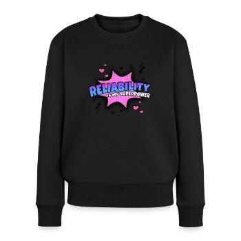 Reliability is my superpower trait - Women's Premium Organic Jumper - black - Front - Julia (174cm)