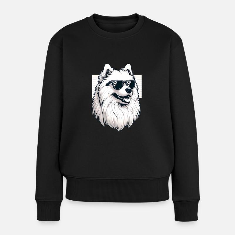 Samojeden Hund Geschenke Niedlicher Samojeden Hund Grafik - Frauen Premium Bio Pullover - Schwarz