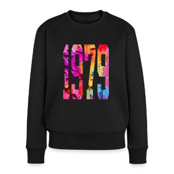 BUNT 47. GEBURTSTAG 1979 - Frauen Premium Bio Pullover - Schwarz - Vorne - Julia (174cm)