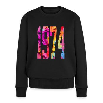 BUNT 52. GEBURTSTAG 1974 - Frauen Premium Bio Pullover - Schwarz - Vorne - Julia (174cm)