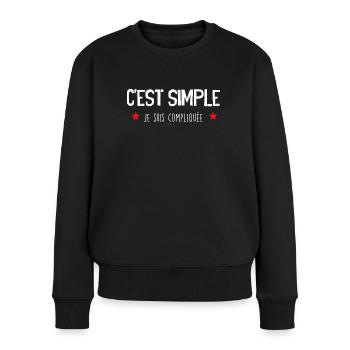 Femme Compliquée Humour Femme - Pull Premium bio Femme - noir - Devant - Julia (174cm)