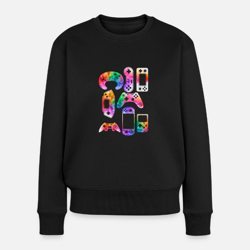 Videospiel-Controller - Frauen Premium Bio Pullover - Schwarz