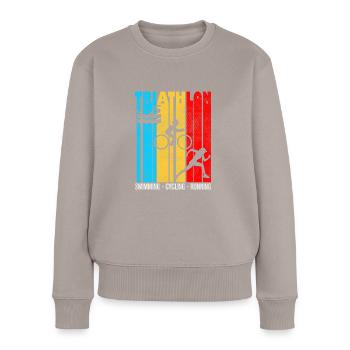 Triathlon, Triathlon, Triathlon Humor - Frauen Premium Bio Pullover - Taupe - Vorne - Julia (174cm)