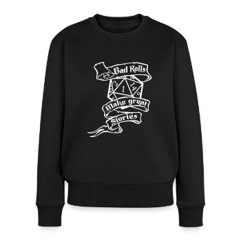 Bad Rolls RPG SPIEL - Frauen Premium Bio Pullover - Schwarz - Vorne - Julia (174cm)