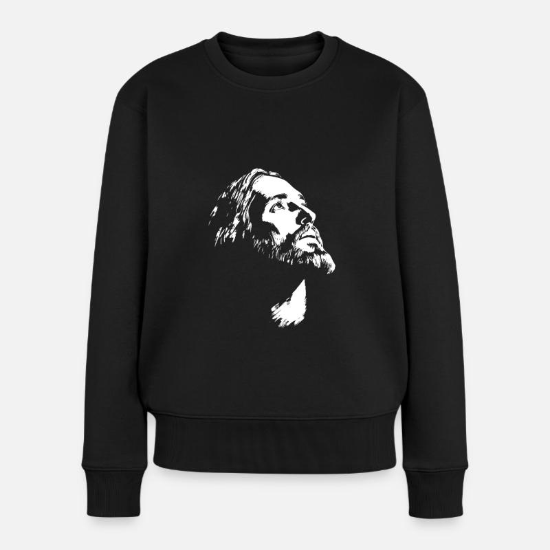 Jesus Christus Gott Christlich Religion - Frauen Premium Bio Pullover - Schwarz