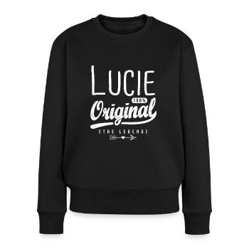 Lucie ORIGINAL personalisiertes Shirt Vorname Lucie - Frauen Premium Bio Pullover - Schwarz - Vorne - Julia (174cm)
