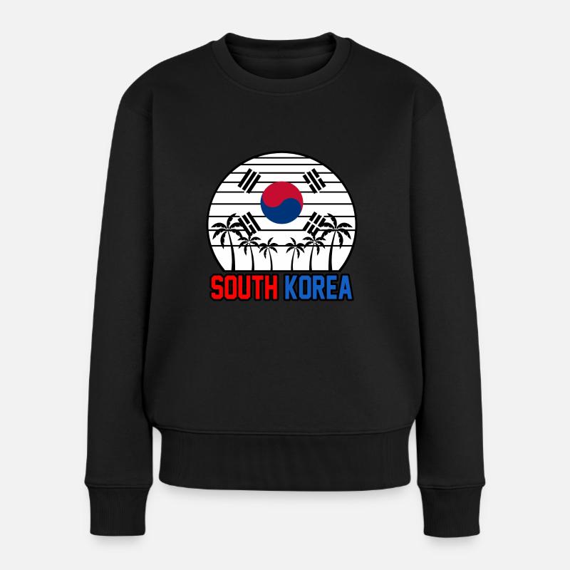 Südkorea - Frauen Premium Bio Pullover - Schwarz
