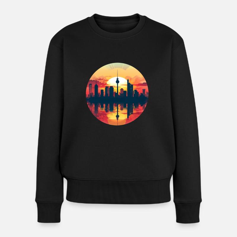 Stuttgart Skyline - Frauen Premium Bio Pullover - Schwarz