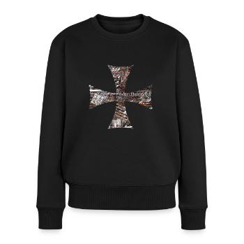 Kreuz - Frauen Premium Bio Pullover - Schwarz - Vorne - Julia (174cm)