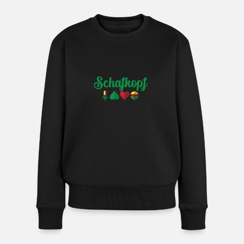 Schafkopf Farben vom deutschen Blatt Spielkarten - Frauen Premium Bio Pullover - Schwarz