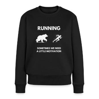 Running Motivation lustiges Joggen Outdoor Design - Frauen Premium Bio Pullover - Schwarz - Vorne - Julia (174cm)