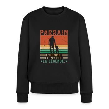 Parrain l'homme le mythe légende - Pull Premium bio Femme - noir - Devant - Julia (174cm)