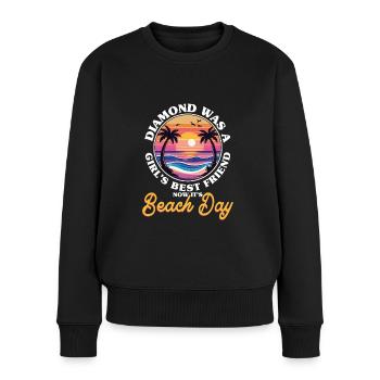 Freundin Strand Urlaub Ehefrau Valentinstag - Frauen Premium Bio Pullover - Schwarz - Vorne - Julia (174cm)