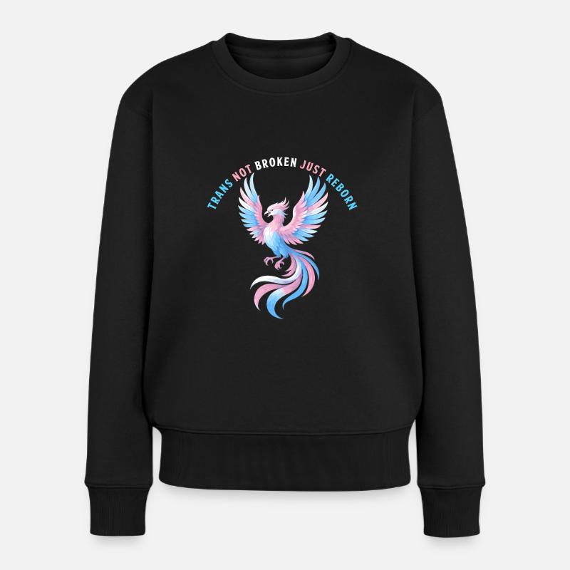 Trans Phönix – Nicht zerbrochen, neu geboren - Frauen Premium Bio Pullover - Schwarz