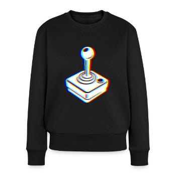 Glitch Joystick – Retro Gaming - Frauen Premium Bio Pullover - Schwarz - Vorne - Julia (174cm)