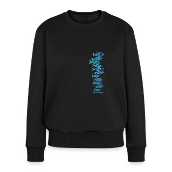 Catch the Flow Fish Ocean Conception graphique - Pull Premium bio Femme - noir - Devant - Julia (174cm)