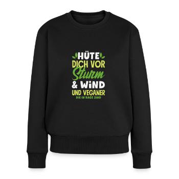 Achtung Ich Bin Veganer Lustiges Veganer Geschenk - Frauen Premium Bio Pullover - Schwarz - Vorne - Julia (174cm)