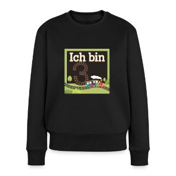 Ich bin 3 Zug Eisenbahn 3. Geburtstag - Frauen Premium Bio Pullover - Schwarz - Vorne - Julia (174cm)