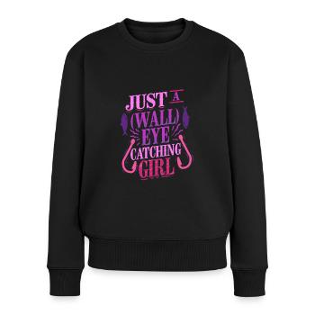 Glasseye Zander (Wall) Eye Catching Girl - Women's Premium Organic Jumper - black - Front - Julia (174cm)