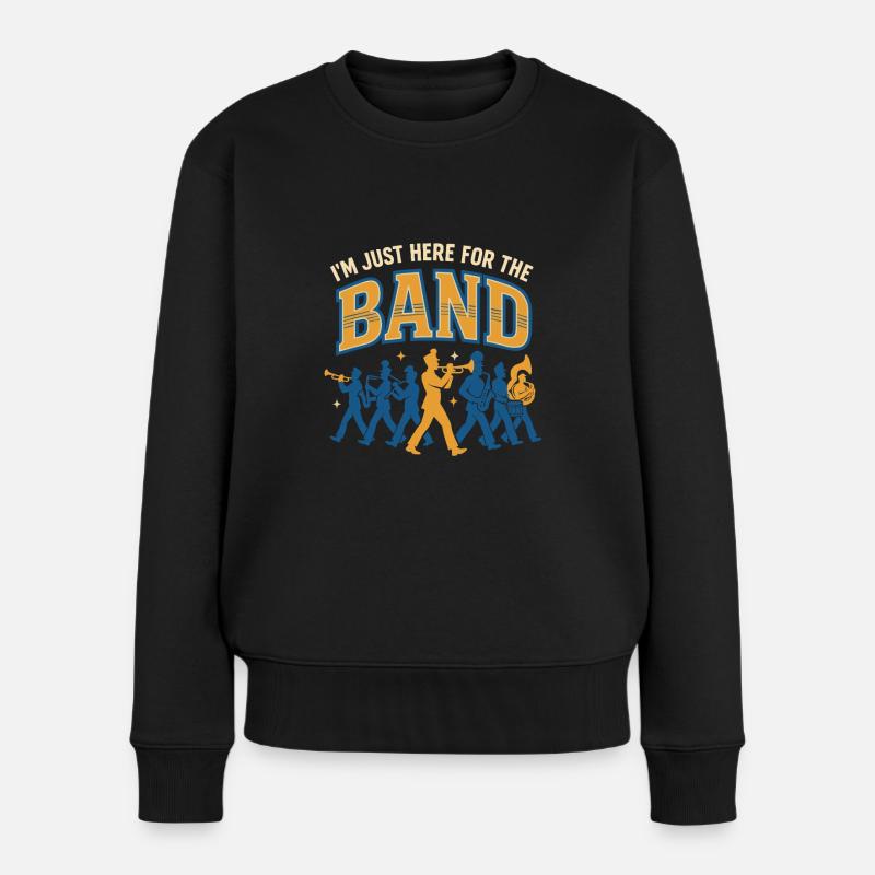 Ich bin nur wegen der Band hier - Frauen Premium Bio Pullover - Schwarz