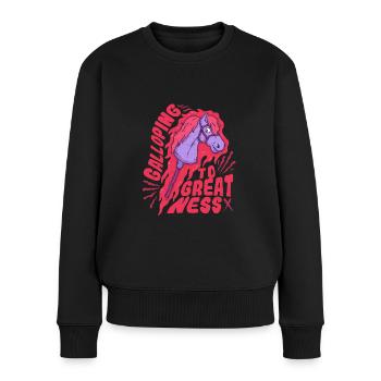 Hobby Horsing Steckenpferde - Frauen Premium Bio Pullover - Schwarz - Vorne - Julia (174cm)
