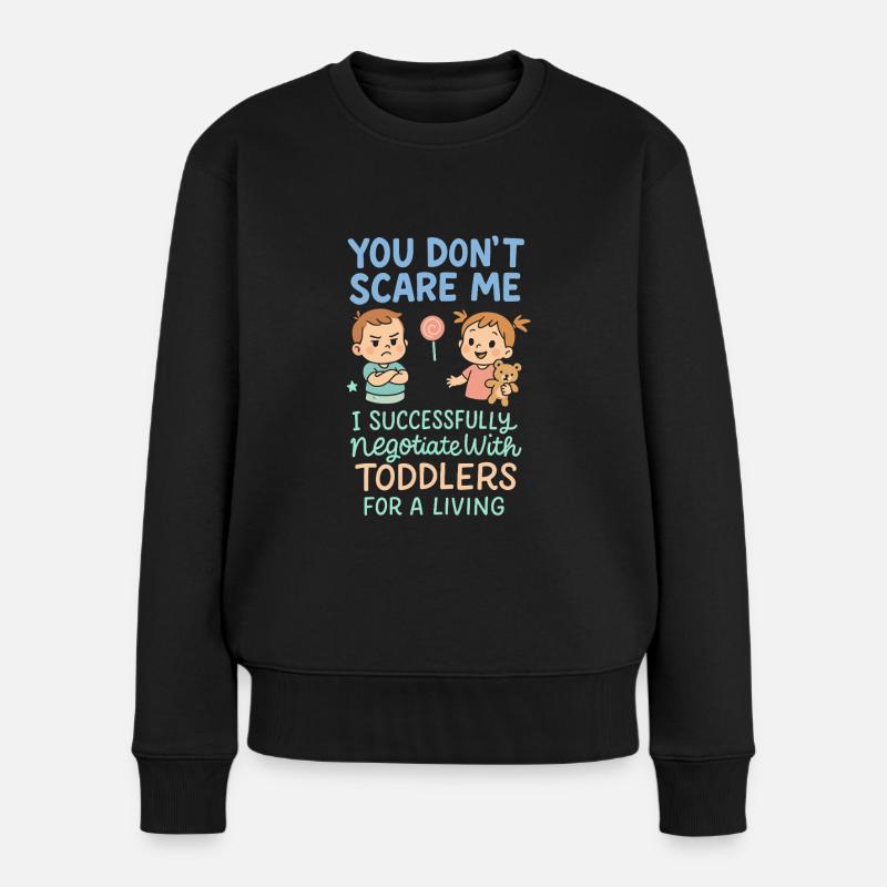 Du machst mir keine Angst, ich verhandle - Frauen Premium Bio Pullover - Schwarz